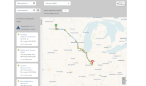 screen shot of the AFDC Map a Route tool
