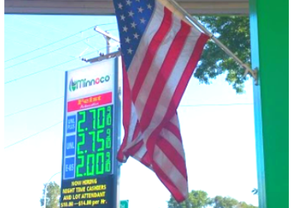 American Flag at Minnoco station selling ethanol blends